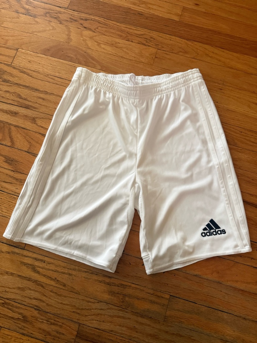 adidas White Men's Athletic Soccer Shorts with Logo